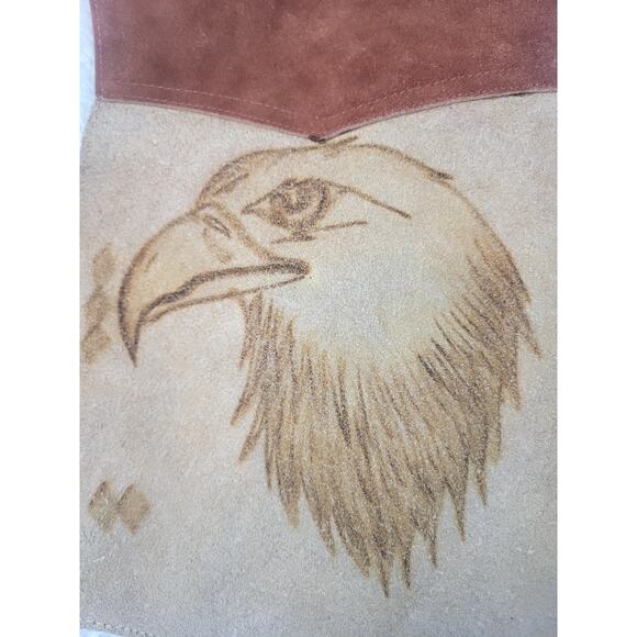 KIDS!! D. Flores Made In Mexico Leather Vest Sherpa Lined Western Cowboy Eagle - Picture 9 of 9